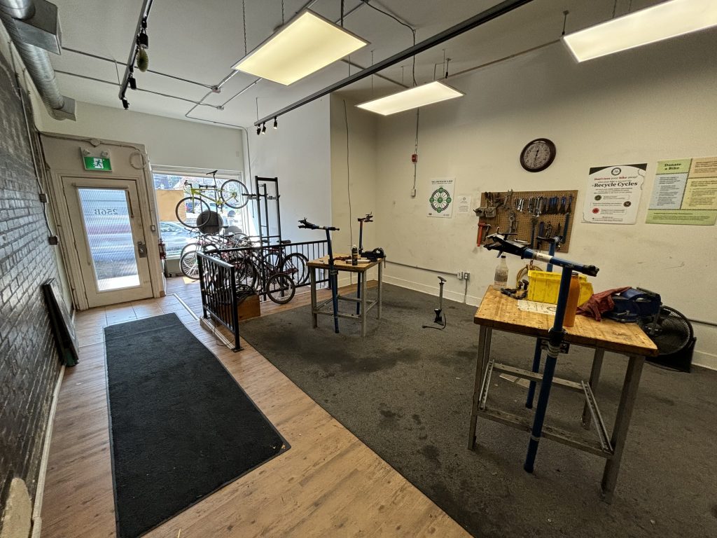 Main entrance and DIY workspace at Recycle Cycles